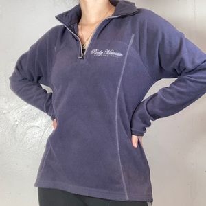 Soft Dark Purple Microfleece Embroidered Quarter Zip Pullover